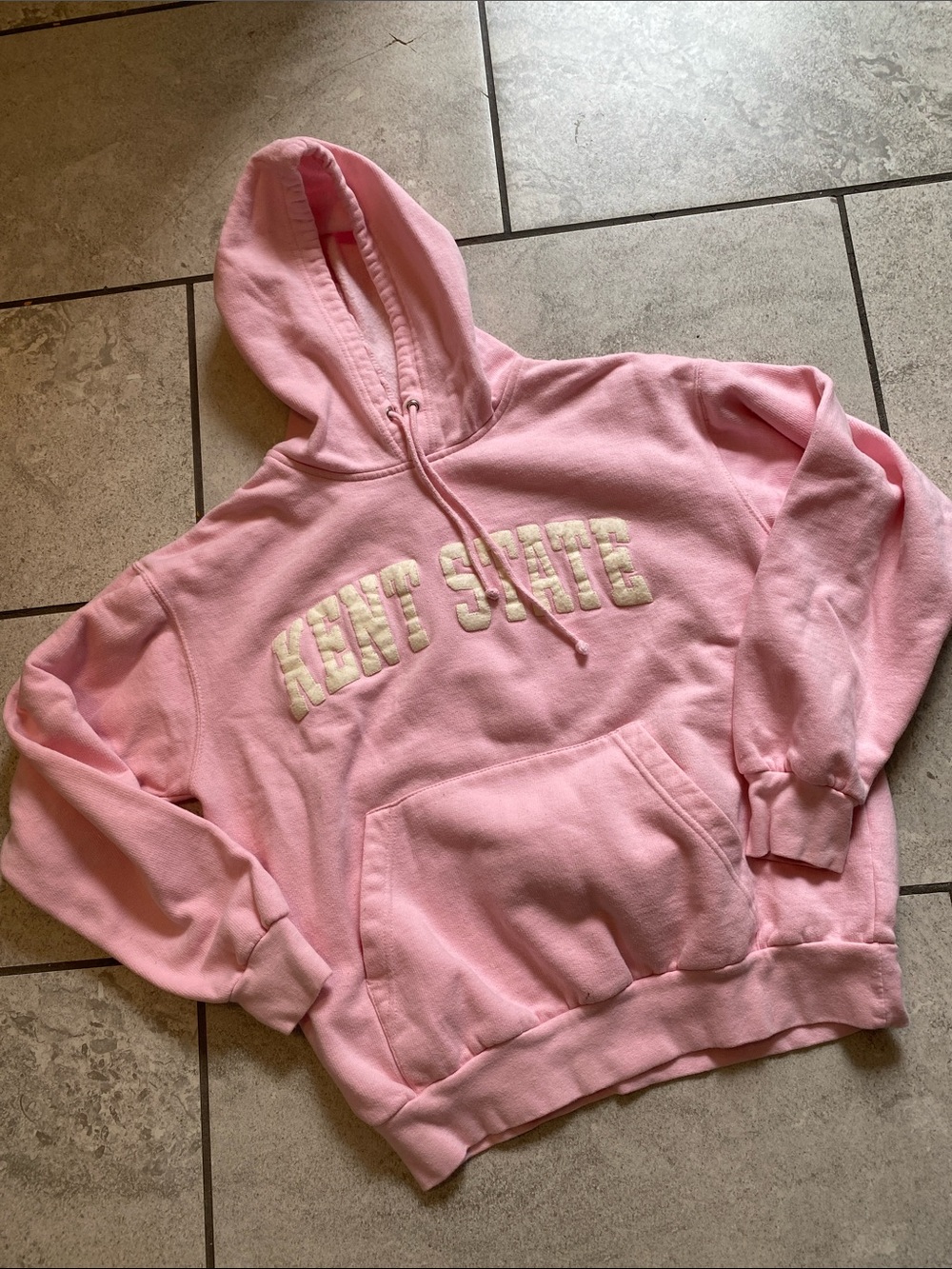 Kent State MV Sport Pink Pullover Hoodie with Cream Appliqué Vintage